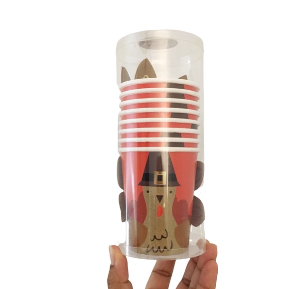 Meri Meri Thanksgiving 8 piece Turkey Goblet Disposable Paper Cups - Picture 1 of 3